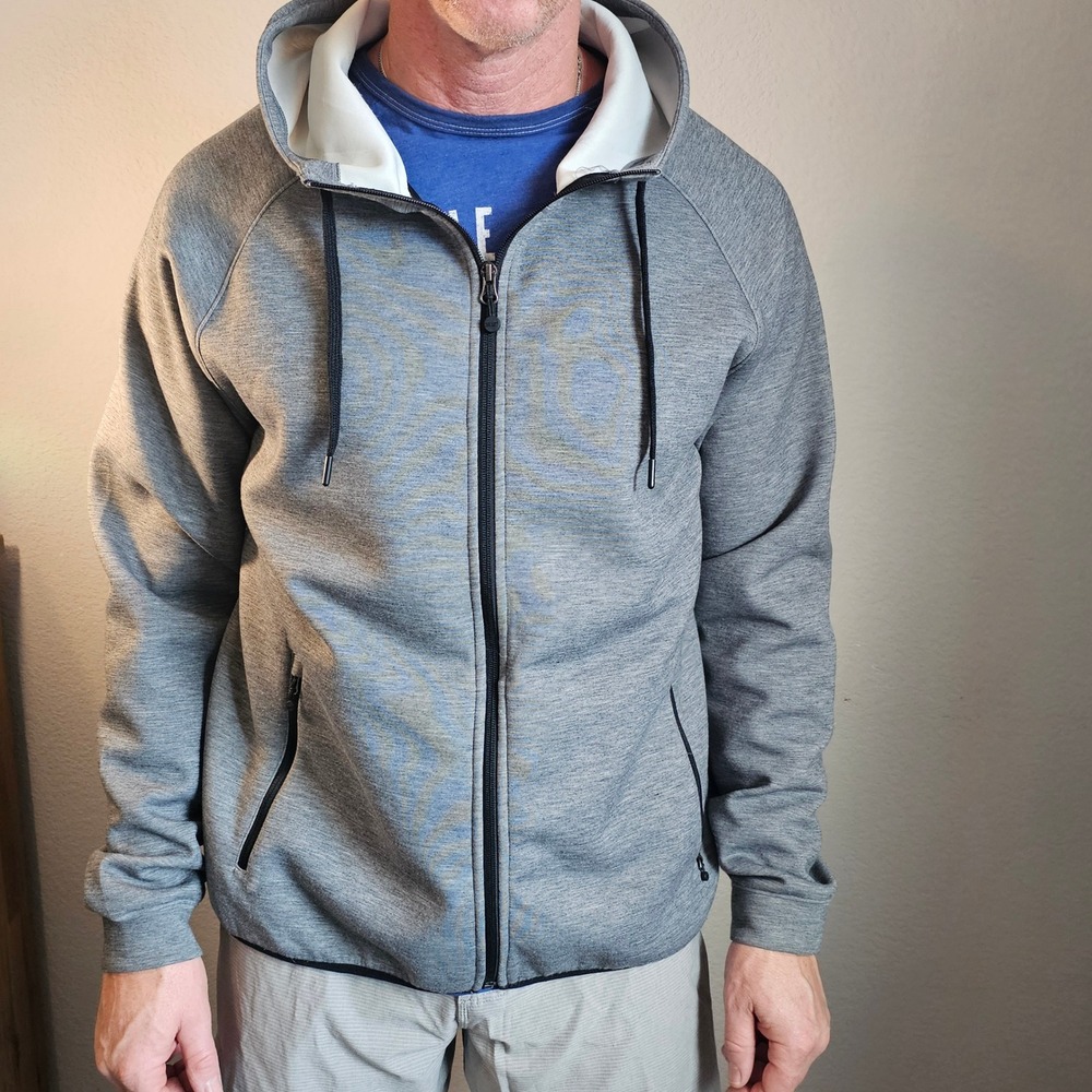 32 degrees men xl zip up gray hoodie lightweight sporty camping hiking